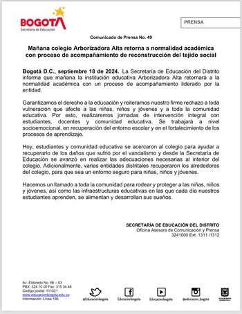 La Secretaría de Educación informó