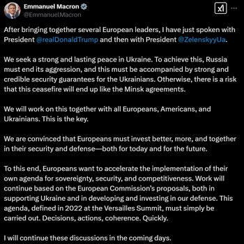 Publicación en X del presidente