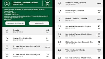 crédito visor de sismos Servicio Geológico Colombiano / sitio web