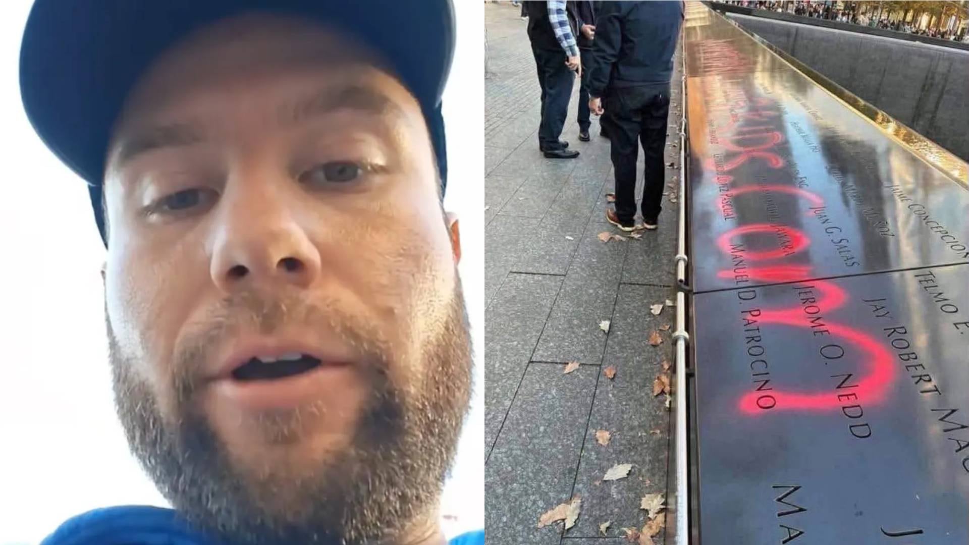 Vandalismo en el Memorial del 11-S en Nueva York: un hombre roció pintura roja sobre los nombres de las víctimas