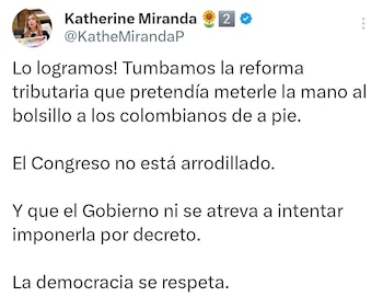 Katherine Miranda celebró que se