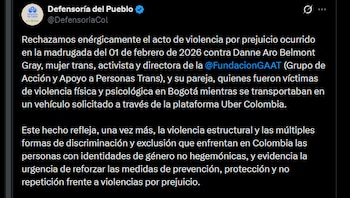 La denuncia obligó a las autoridades a repensar la respuesta ante ataques motivados por discriminación hacia personas trans - crédito X