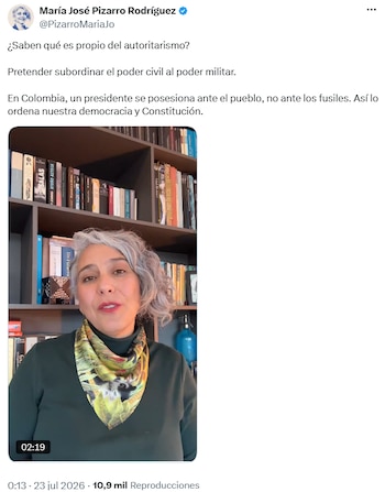 María José Pizarro alertó sobre el riesgo de subordinar el poder civil al militar con la investidura en cuartel - crédito @PizarroMariaJo/X