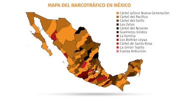 Mapa del narcotráfico en México.