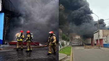 Incendio de gran magnitud arrasa una ferretería en Huaral mientras explosiones y una intensa humareda mantienen en alerta a vecinos
