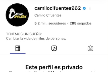 Camilo Cifuentes puso privado su perfil de Instagram y dejó solo 21 publicaciones visibles tras la polémica - crédito @camilocifuentes962/ Instagram