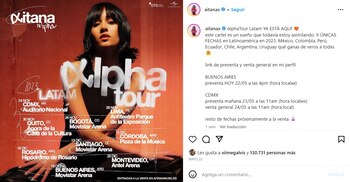 Aitana confirmó las fechas para