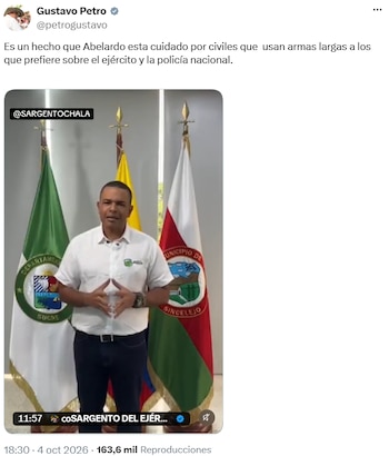 Gustavo Petro cuestionó el esquema de seguridad de Abelardo de la Espriella - crédito @petrogustavo/X