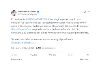 Francisco Barbosa reaccionó a la desobediencia civil de Iván Cepeda