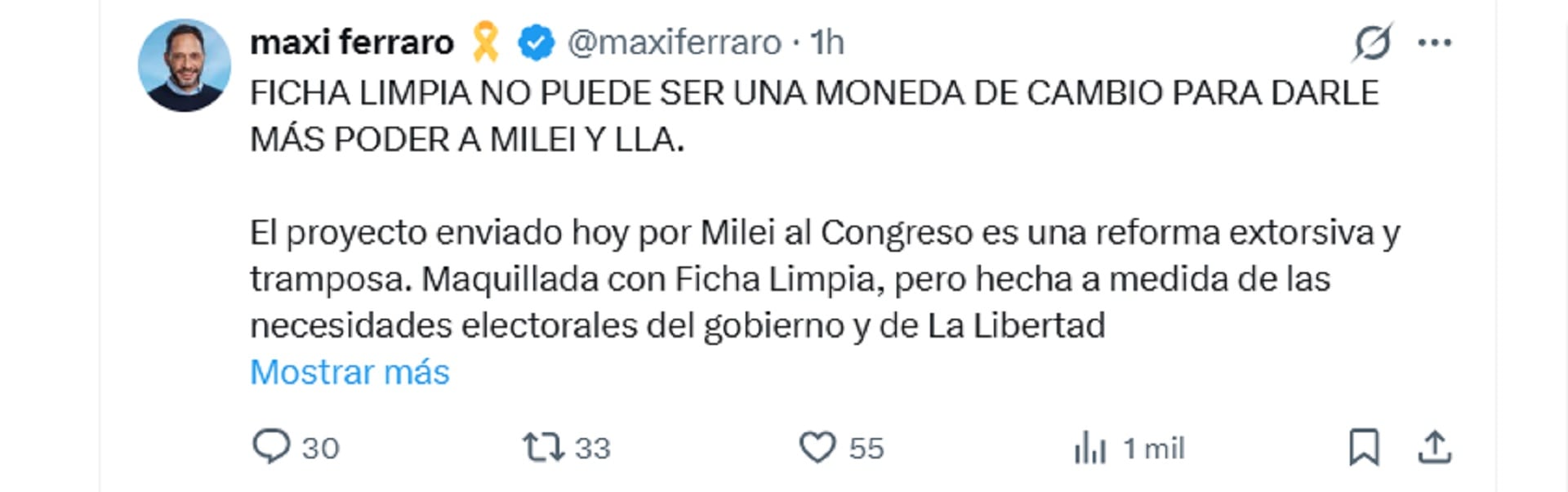 Maximiliano Ferraro - Ficha Limpia