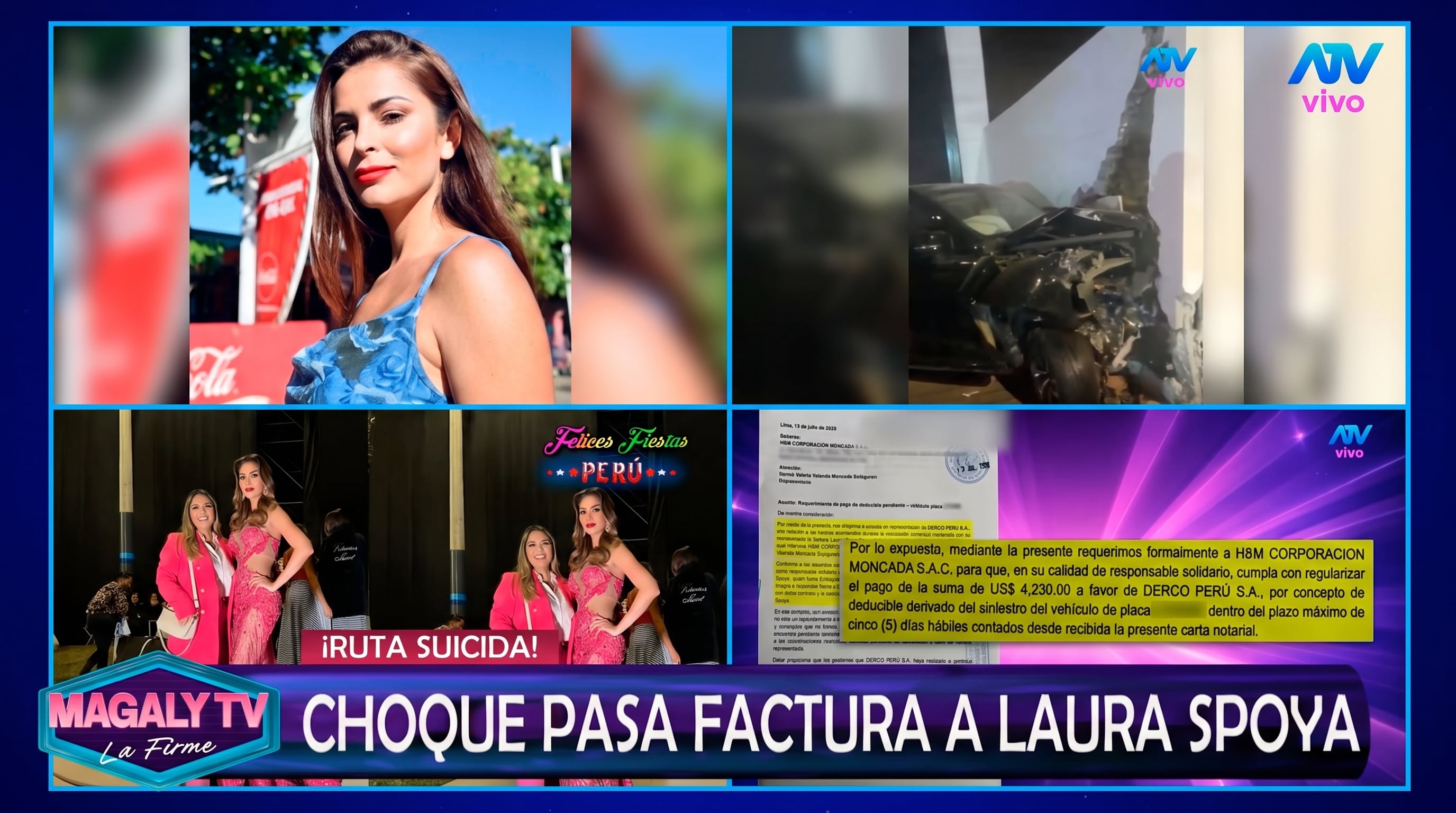 Laura Spoya enfrenta cartas notariales tras choque de camioneta: Derco y su exmánager le reclaman más de US$ 20 mil, según Magaly