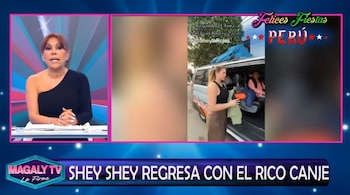 Magaly Medina reacciona al regreso de Sheyla Rojas y sorprende con comentario sobre sus canjes. Captura: Magaly TV La Firme.