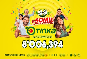 La Tinka: números ganadores del