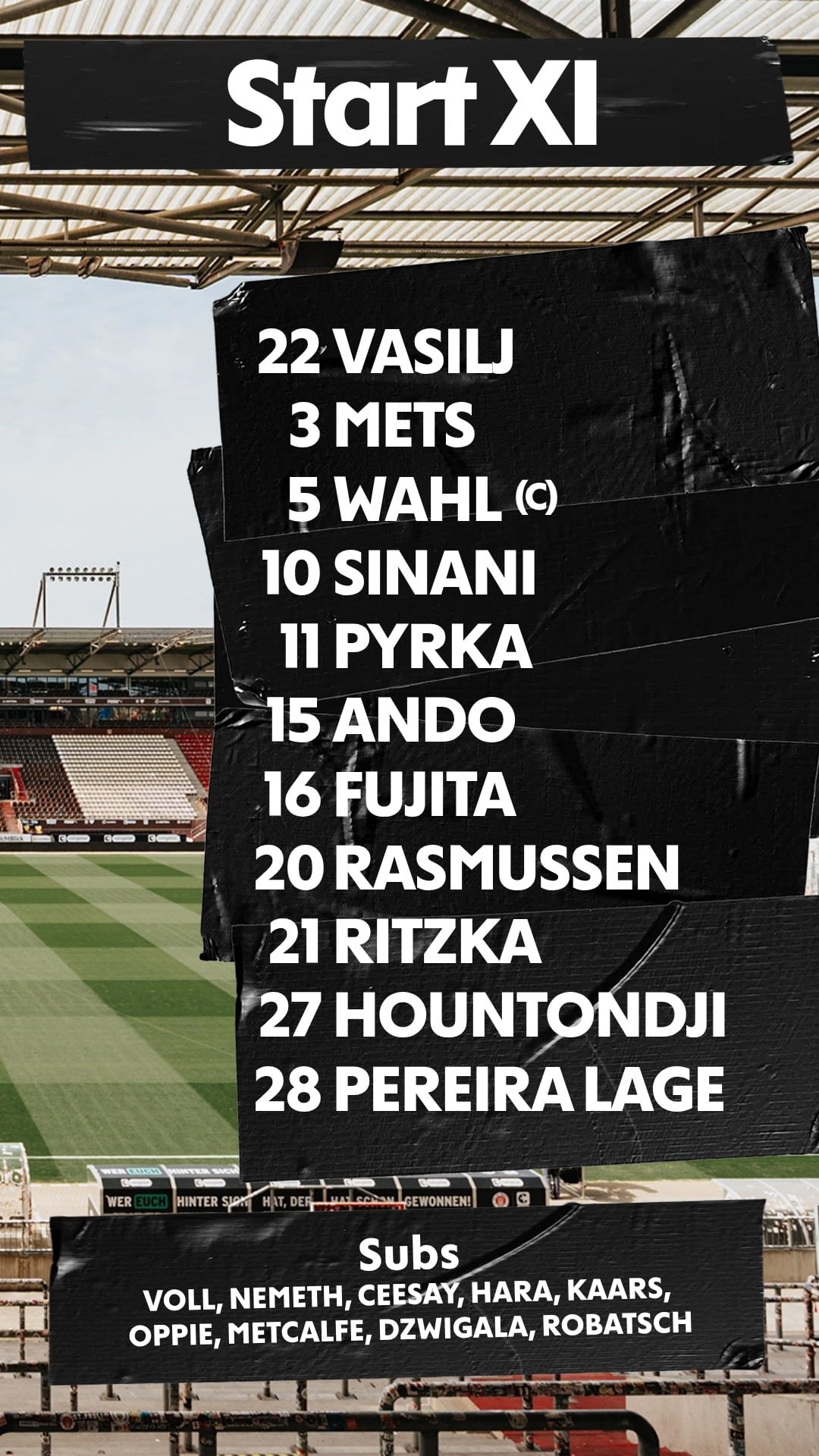 Este es el once inicial que tendrá Alexander Blessin ante el líder de la Bundesliga-crédito @fcstpauli/Instagram