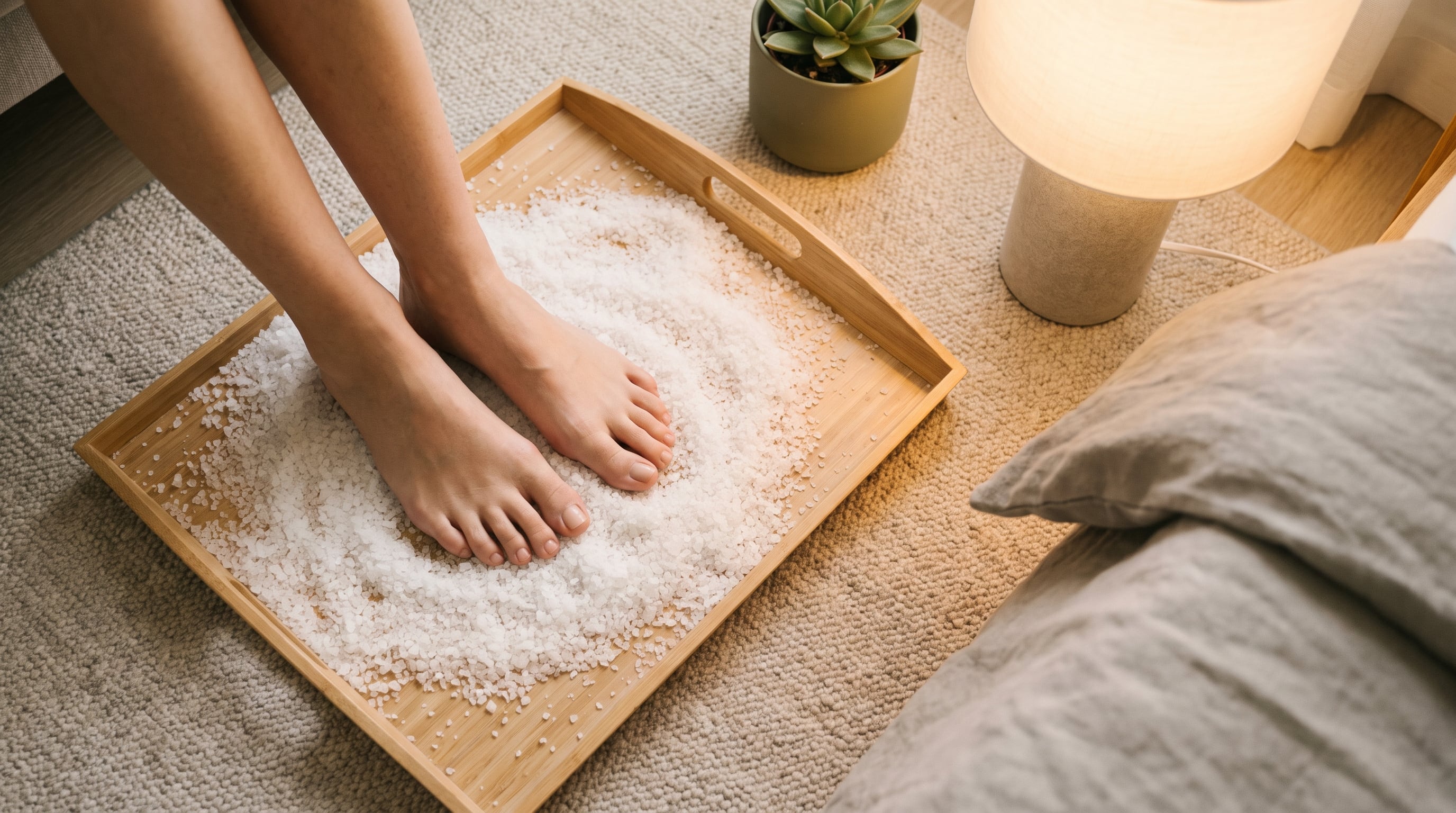 Los promotores del standing on salt afirman que la sal gruesa exfolia los pies y disminuye la inflamación (Imagen Ilustrativa Infobae)