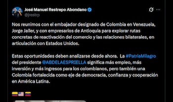 Restrepo sostuvo que el comercio exterior con Venezuela puede generar más empleo, más inversión y más ingresos en Colombia - crédito X
