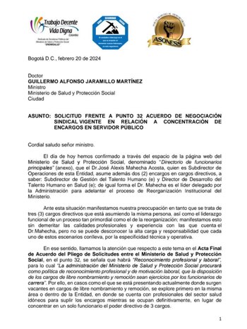 Sindicatos del sector salud criticaron