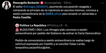 Pronunciamiento de Rosangella Barbarán sobre