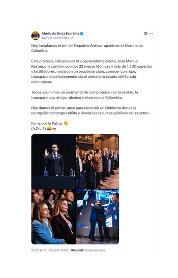 Abelardo de la Espriella sobre el inicio de las mesas de empalme