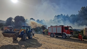 Medios aéreos y terrestres extinguen un conato de incendio forestal entre Moratalla y Caravaca de la Cruz