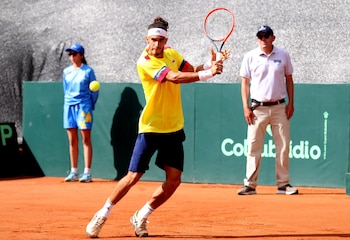 Adria Soriano jugó el segundo partido de Colombia ante Luxemburgo, y cayó en tres sets ante Alex Knaff - crédito Fedecoltenis