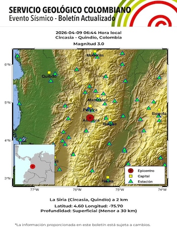 El temblor se sintió fuerte en la ciudad de Armenia en la mañana del jueves 9 de abril - crédito SGC