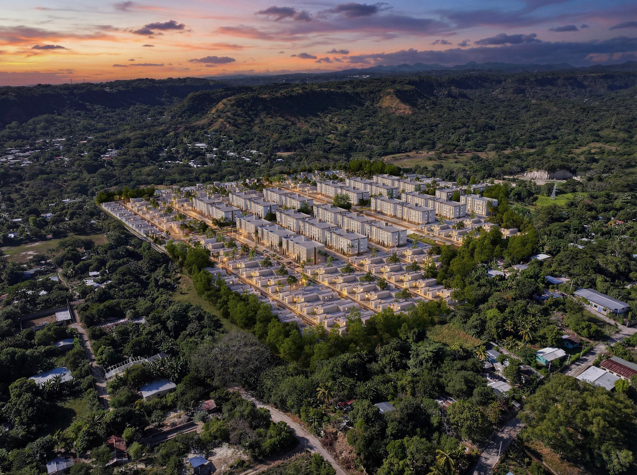 Representantes de Punto y Amena Comalapa celebran la colocación de la primera piedra del proyecto habitacional en San Juan Talpa, La Paz Oeste, marcando el inicio de una nueva fase de desarrollo. (Secretaría de Prensa de la Presidencia de El Salvador)
