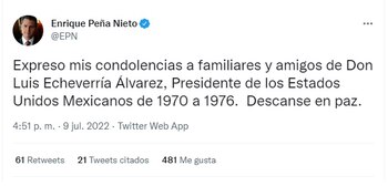 Peña Nieto utilizó su cuenta
