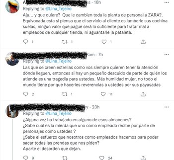 Reacciones al tuit de Lina