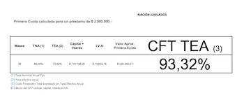 Tasa BNA jubilados