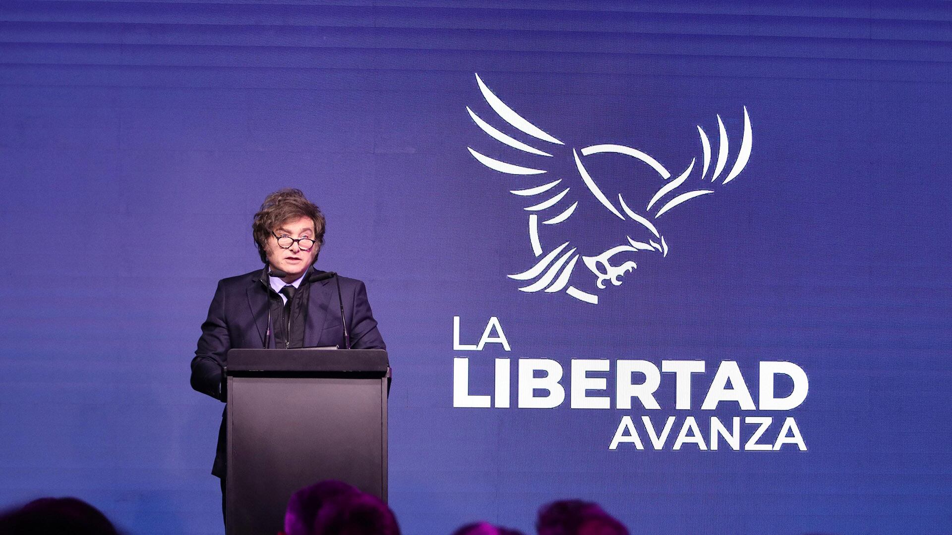 Javier Milei habla durante un acto partidario de La Libertad Avanza