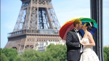 Karina Gao y su marido,