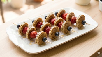 Receta de brochetas de mini hot cakes de avena con fruta: un postre ideal y saludable para los más pequeños del hogar