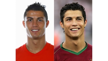 Cristiano Ronaldo y sus fotos de presentación oficial con la Selección de Portugal en las Copas del Mundo de Sudáfrica 2010 y Alemania 2006 respectivamente - crédito FIFA