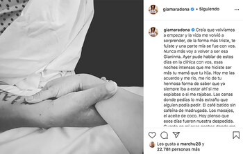 El posteo completo de Gianinna