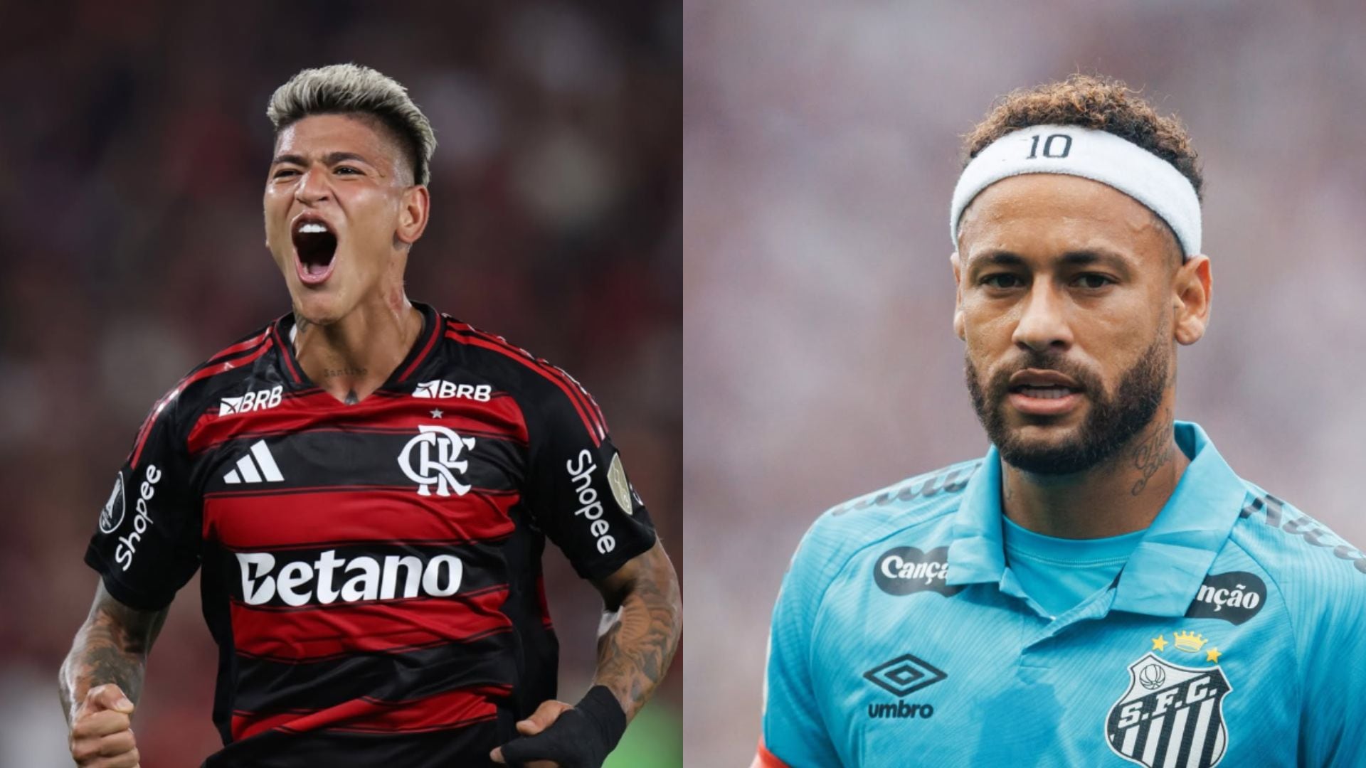 Jorge Carrascal, futbolista colombiano, fue el mejor calificado de su equipo, Flamengo, ante el Santos de Neymar - crédito @carrascall/@neymar
