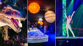 Dinosaurios, arte y pista de