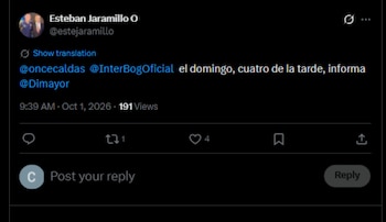 El periodista de Caracol Radio detalló que existe la posibilidad de que el juego se dispute el domingo 4 de octubre de 2026-crédito @estejaramillo/X