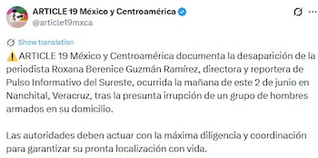 ARTICLE 19 pide que el caso sea investigado como prioridad por posible agresión a la libertad de expresión.