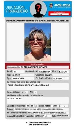 El operativo de búsqueda de Silvana Gabriela Marín de la policía
