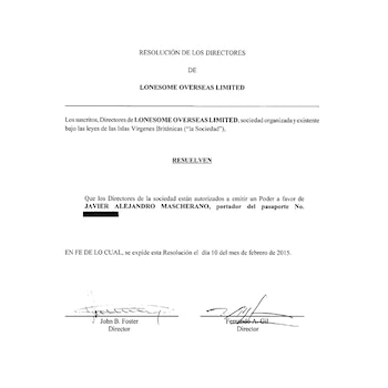 Poder de Lonesome Overseas Ltd