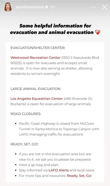 Aniston también mostró los lugares