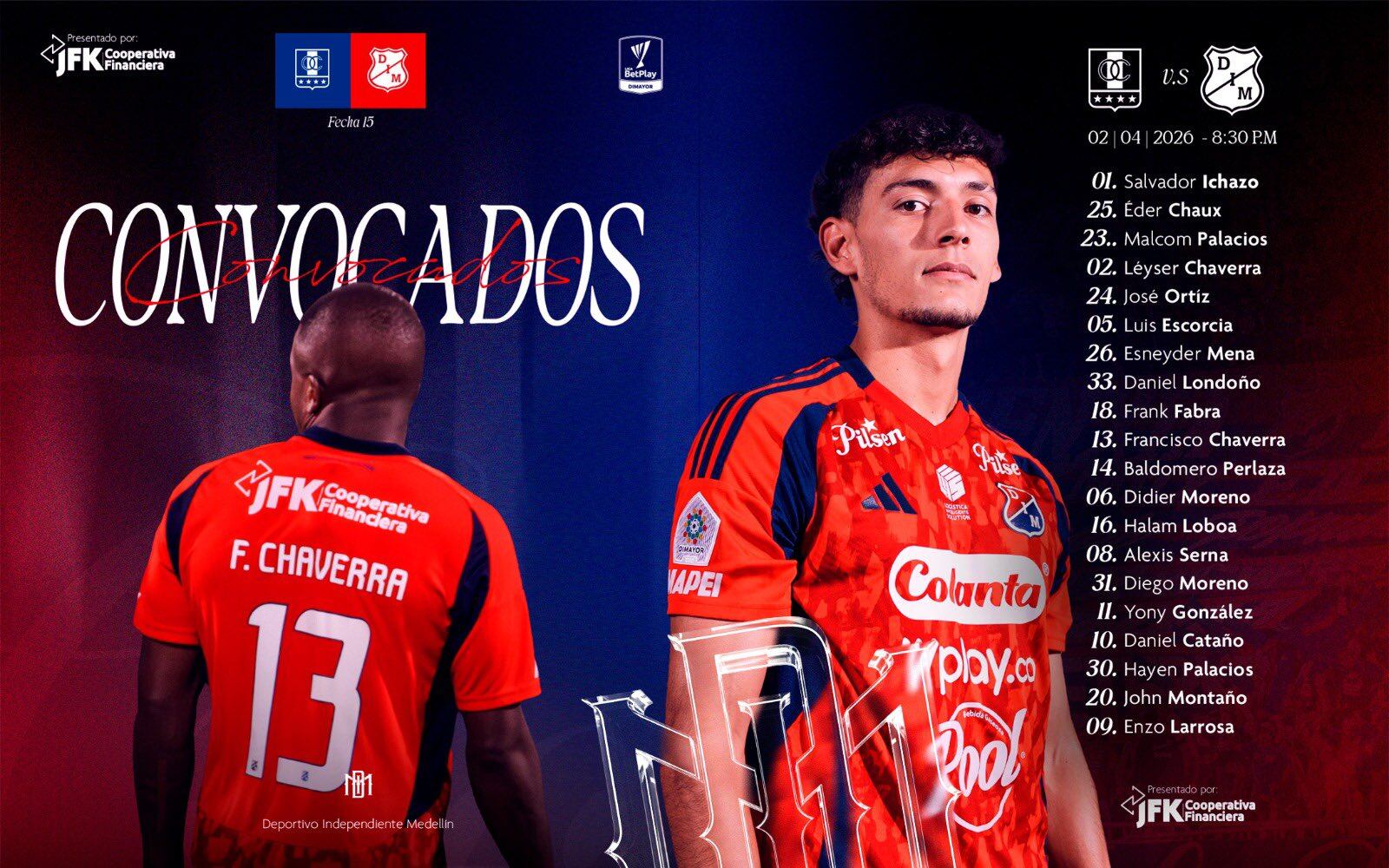 Medellín presento su lista de convocados para visitar a Once Caldas en Manizales - crédito DIM