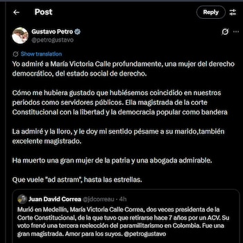 Gustavo Petro lamentó la muerte