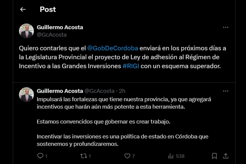 Córdoba lanza su RIGI: un impulso a las inversiones en la provincia