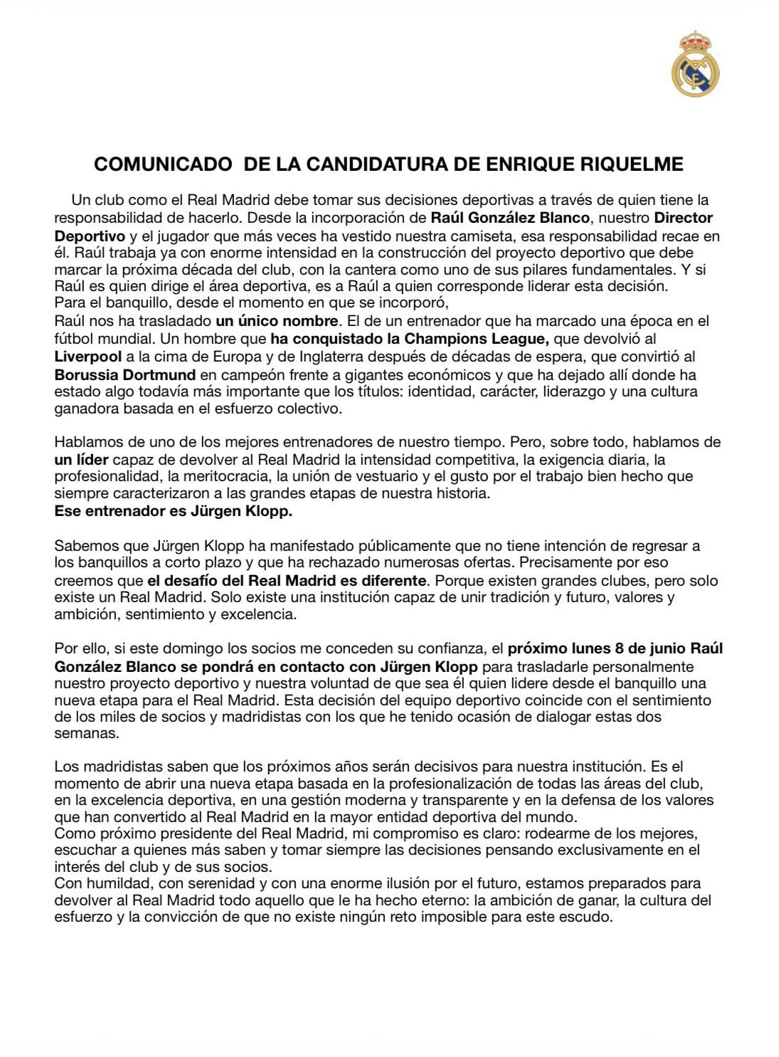 El comunicado expone la estrategia de Riquelme para la reestructuración deportiva del club (X)