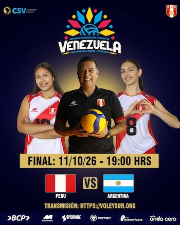 Programación de la final entre Perú y Argentina del Sudamericano Sub 19 de Vóley 2026.