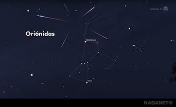 El radiante de la lluvia se localiza en la constelación de Orión, al norte de la estrella Betelgeuse.