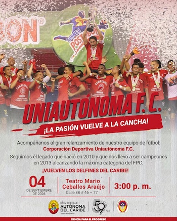 El cuadro atlanticense anunció su regreso al fútbol colombiano con un acto de relanzamiento el viernes 4 de septiembre en Barranquilla-crédito @UAutonoma/X
