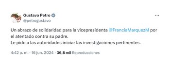 Gustavo Petro por ataque a padre de Francia Márquez